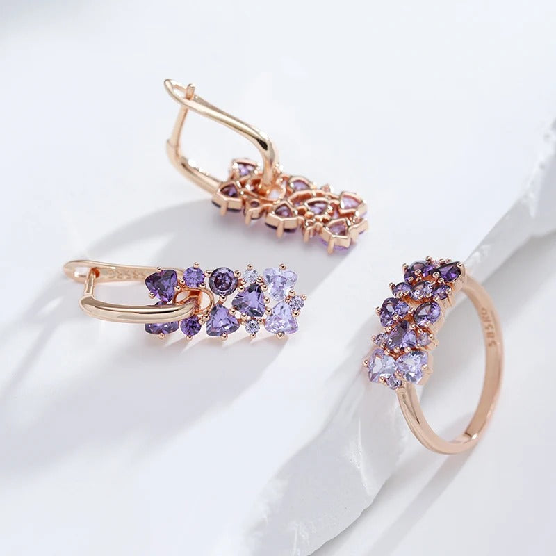 18K Roségold plattiert Brillant Lila Natürlicher Zirkon Ring - AC