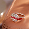 Runder Ring mit roter Linie des Unendlichkeitsglieds in 18K Roségoldüberzug