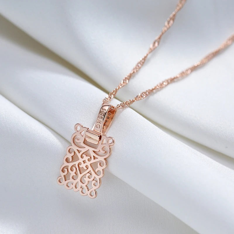 18K Roségold plattiert Andalusier Square Long Anhänger Halskette - AC