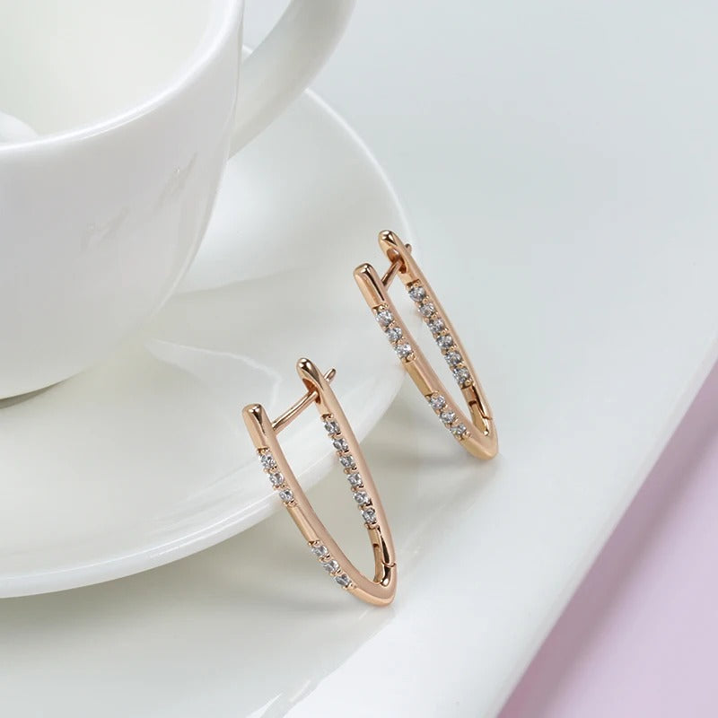 18K Roségold plattiert Mode geometrischen natürlichen Zirkon Tropfen Ohrring - AC