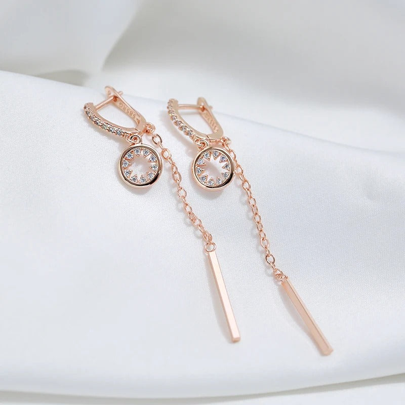 18K Roségold vergoldet Trendy lange Quaste baumeln Ohrringe - AC
