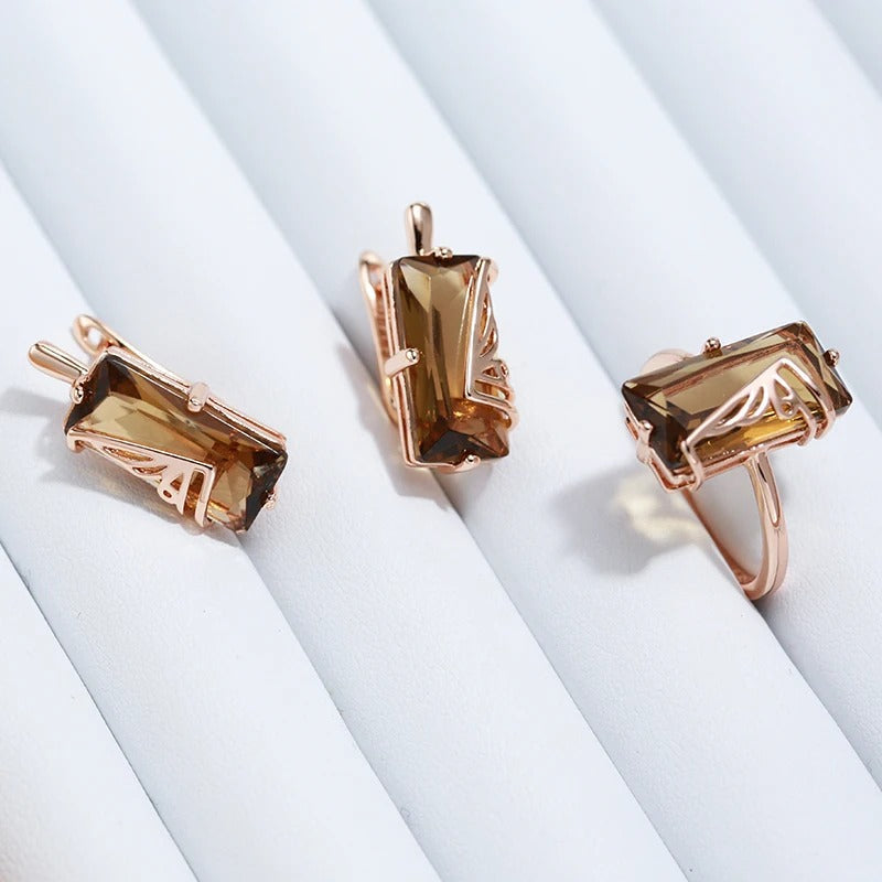18K Roségold plattiert Brauner natürlicher Zirkon - AC