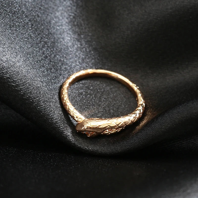 Schlangenring mit Ouroboros, 18 Karat Roségold plattiert - AC