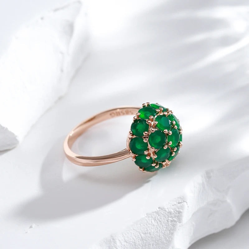 Ring mit Jadeblume aus 18 Kt. Rosévergoldung - AC