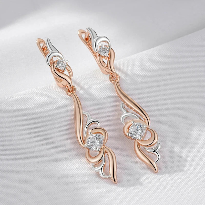 18K Roségold vergoldet Einzigartige Blume Form Tropfen Ohrringe