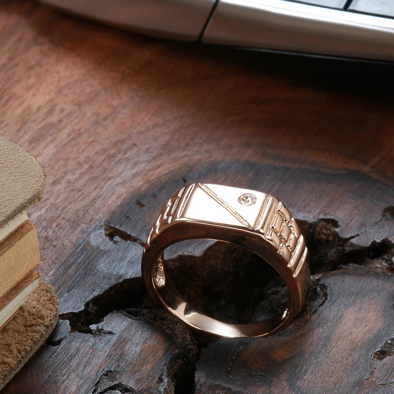 18K Roségold plattiert Seal Ring mit kleinen kubischen Zirkonias