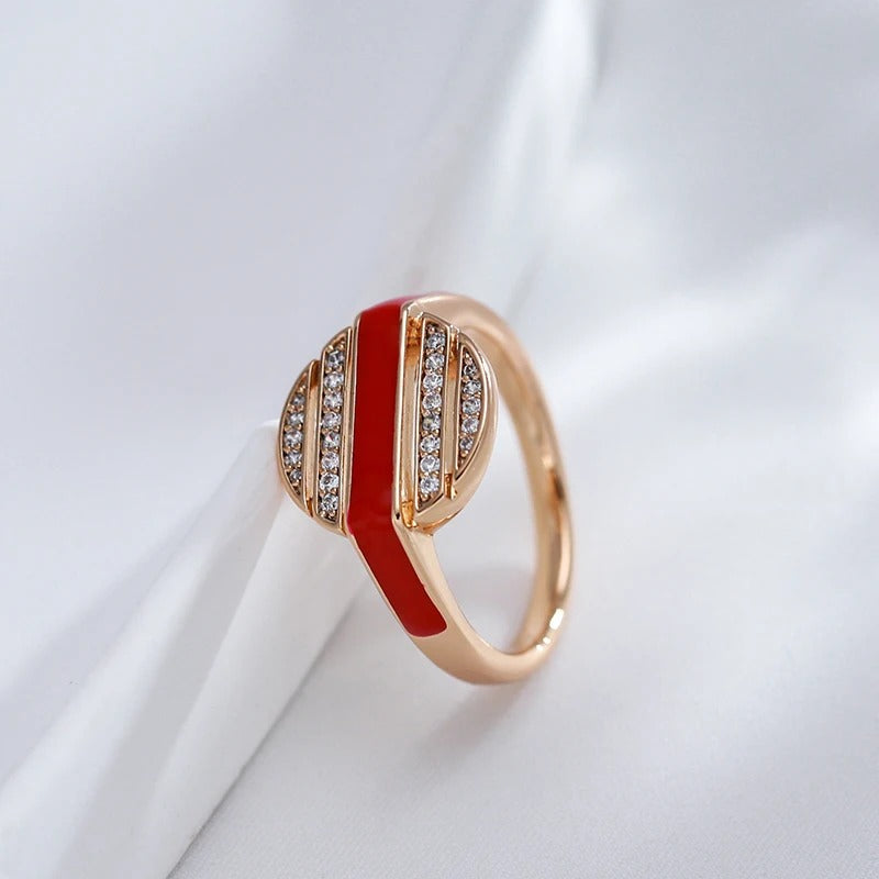 Runder Ring mit roter Linie des Unendlichkeitsglieds in 18K Roségoldüberzug