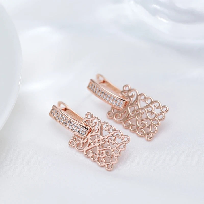 18K Roségold überzogene quadratische lange Ohrring mit Zirkonias
