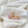 Ohrringe mit Zirkonias aus Rosenquarz, 18 Karat Rosévergoldung - AC