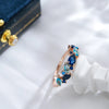 18K Roségold plattiert Aquamarin Zirkonia und Saphir Meer Stein Ring - AC