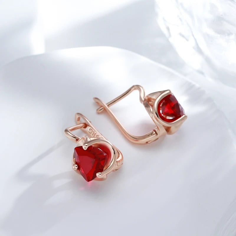 Ohrstecker mit Rubin-Zirkonia, 18 Karat Roségold plattiert - AC