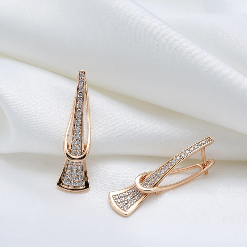 Romantische Ohrringe mit Zirkonia, 18K Roségold vergoldet - AC
