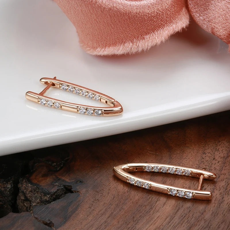 18K Roségold plattiert Mode geometrischen natürlichen Zirkon Tropfen Ohrring - AC