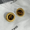 Vintage 18K vergoldete Tigerauge-Ohrringe