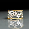 18-karätiger Gold- und Vintage-Silber-Boho-Blumenring