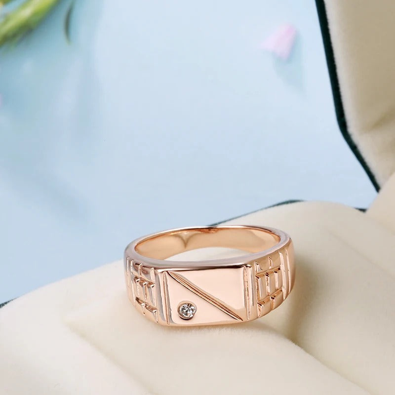 18K Roségold plattiert Seal Ring mit kleinen kubischen Zirkonias