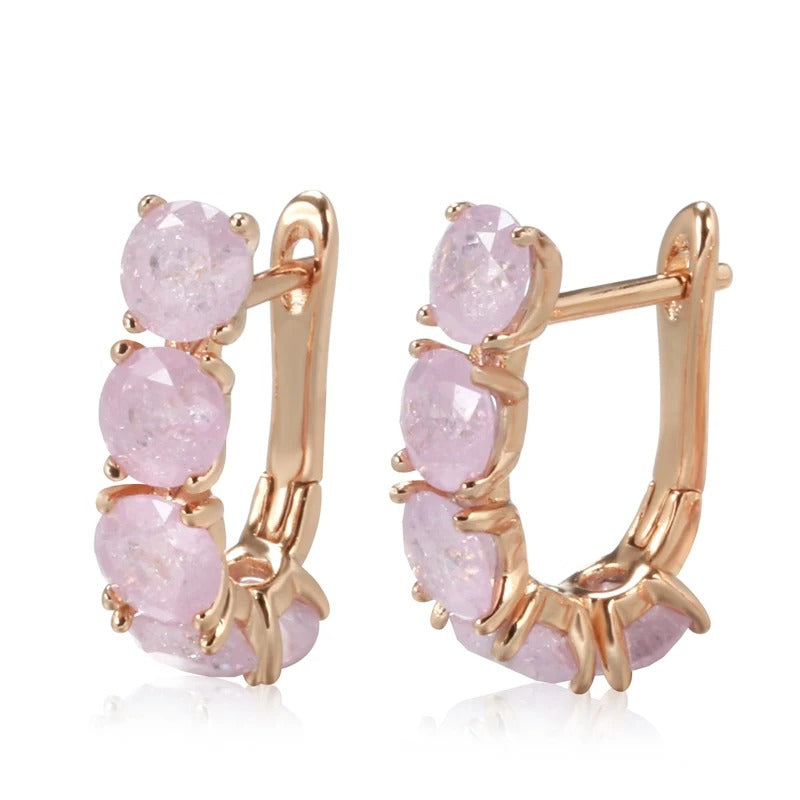 Ohrringe mit Zirkonias aus Rosenquarz, 18 Karat Rosévergoldung - AC
