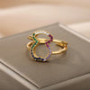 Verstellbarer 18K Teddybär-Ring mit farbigen Zirkonen