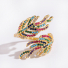 Verstellbarer 18K Gold Plated Blattring mit farbigen Zirkonia