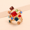 Verstellbarer 18K Gold plattierter Ring mit farbigen Zirkonia Steinen