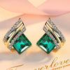 Ohrringe mit Smaragdschliff, 18K Gold plattiert